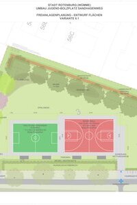 Fußball- und Basketball-Feld