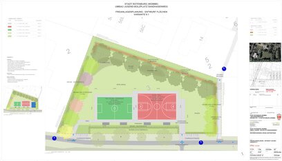 Fußball- und Basketball-Feld