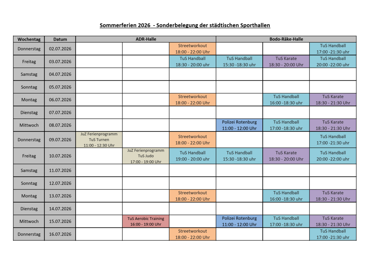 Sonderbelegung Sommerferien 2026 1