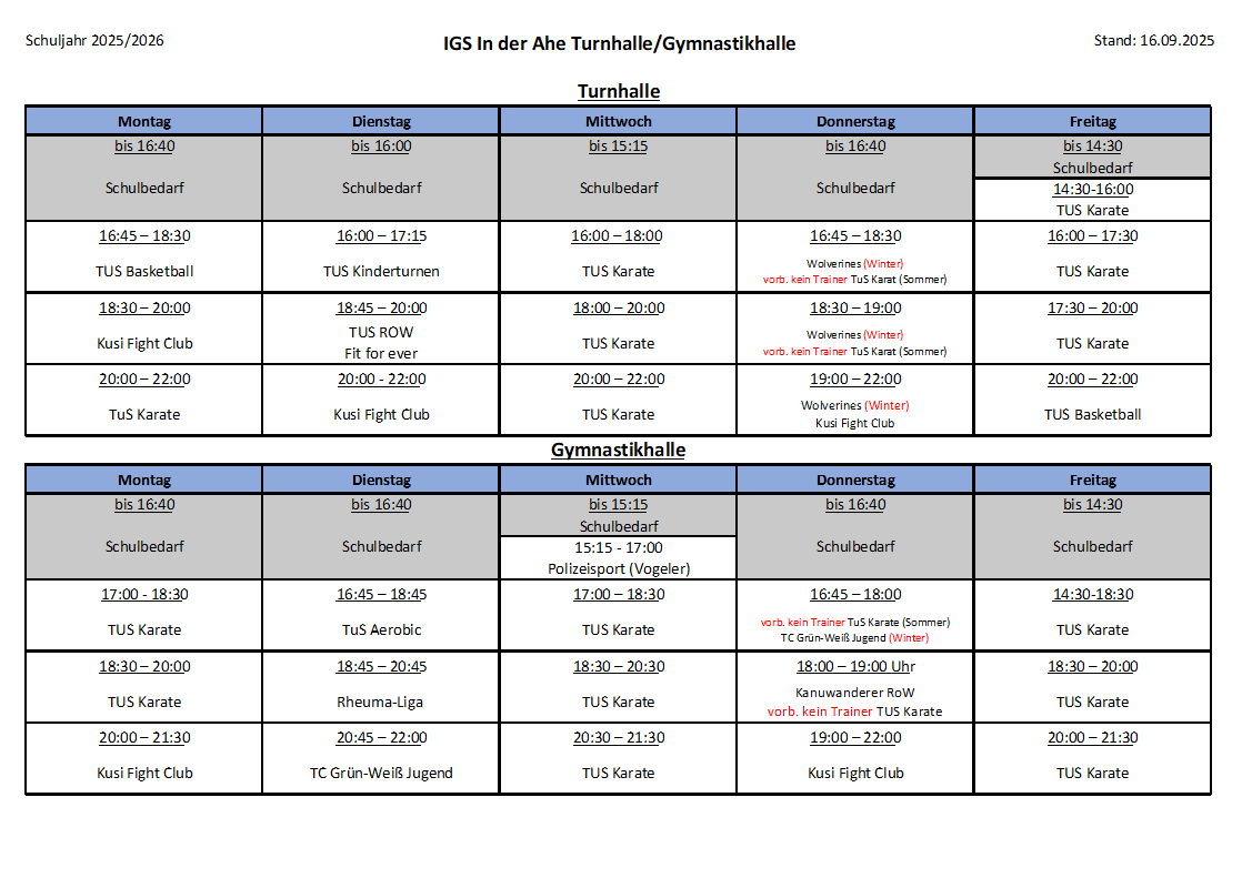 IGS in der Ahe Turnhalle IGS in der Ahe Turnhalle