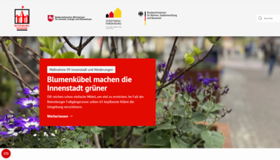 Screenshot von der Internetseite zur Städtebauförderung am Tag der Veröffentlichung, 9. Mai 2026