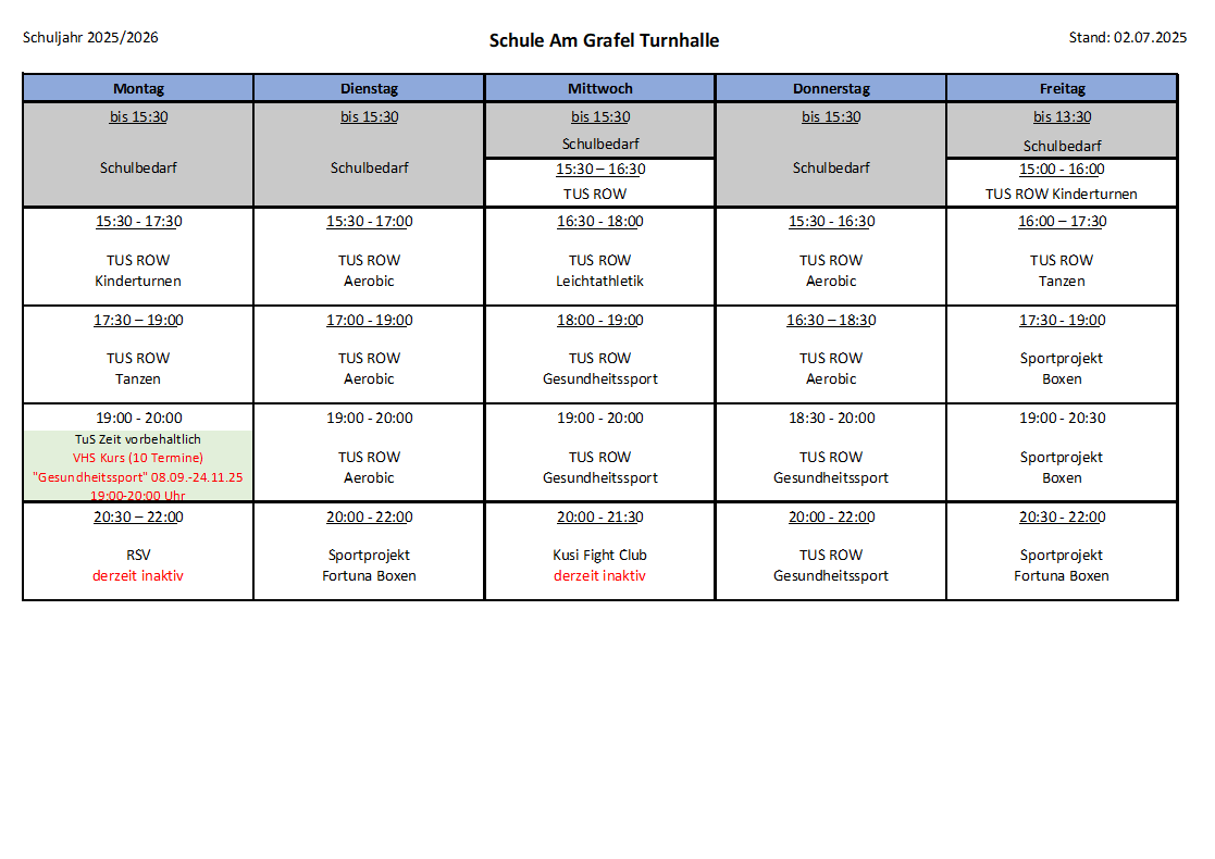 Turnhalle Schule am Grafel Turnhalle Schule am Grafel