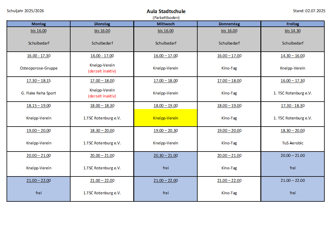 Aula Stadtschule Aula Stadtschule